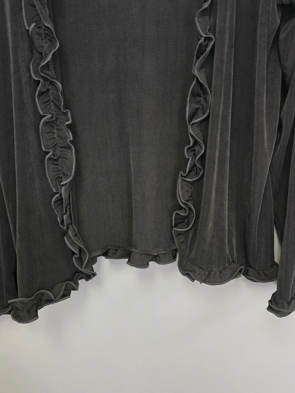 Citiknits Black Knit 2-Piece Ruffle Trim Cardigan & Scoop Neck Tank Set M